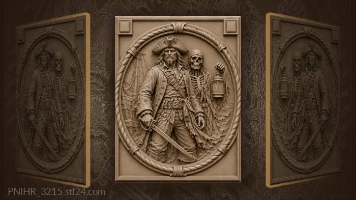 Skeleton with a lantern beside the captain 3d STL model