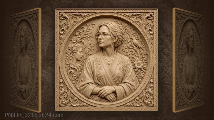 Woman in glasses with folded hands 3d STL model