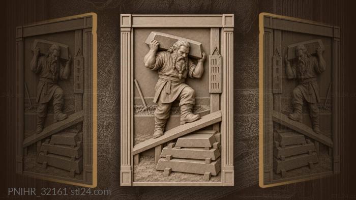 Burdened smith carries ingot while tallying 3d STL model