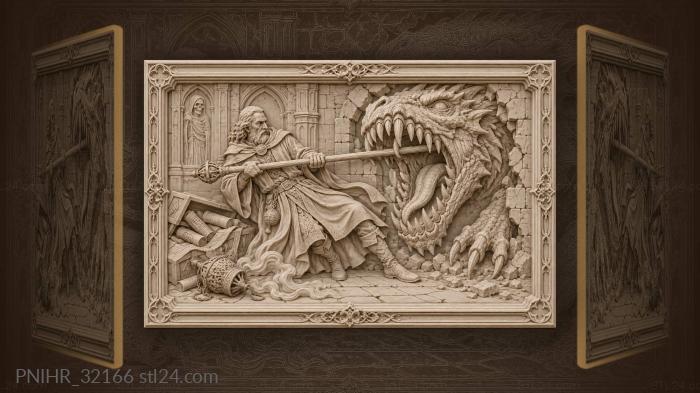 Necromancer confronts monstrous crypt maw 3d STL model