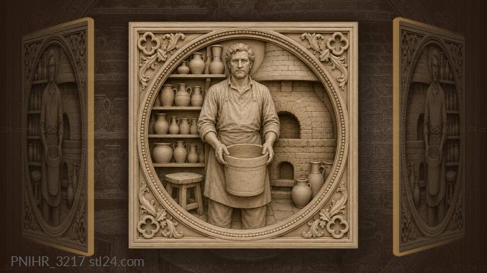 Potter with bucket by brick kiln 3d STL model