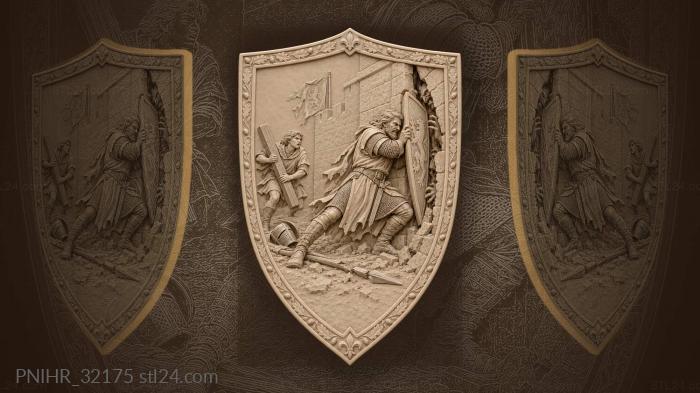 Warrior defending crumbling fortress wall 3d STL model