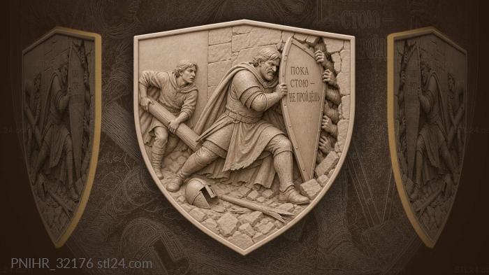 Warrior defends crumbling fortress wall 3d STL model
