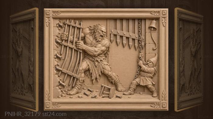 Monster bends bars while gatekeeper struggles 3d STL model