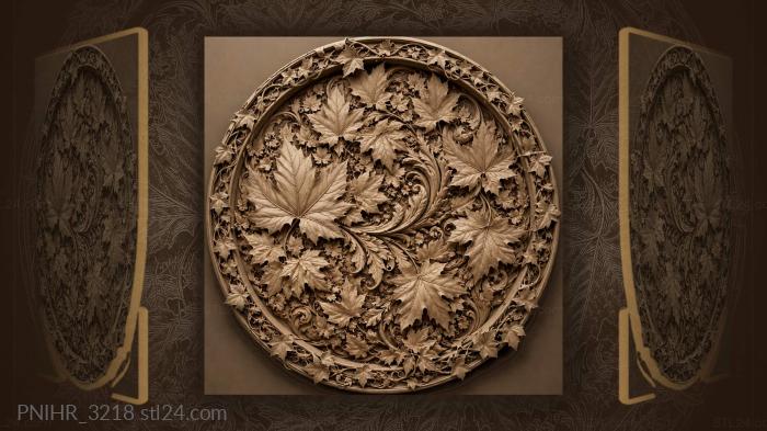 Autumn leaves swirling ivy frame 3d STL model