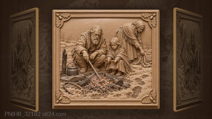 Old man raking the coals apart 3d STL model