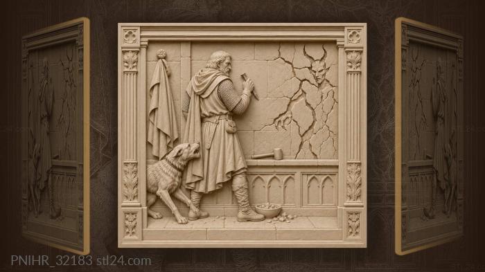 Knight and the horned stone spirit 3d STL model