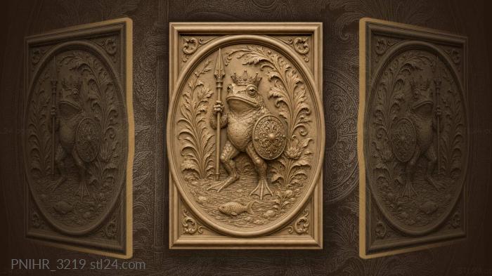 Royal frog with spear and shield 3d STL model