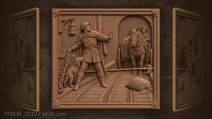 Halberd sentry stops the cart beside the winch 3d STL model