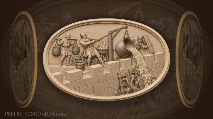 Soldiers serve hot pitch to invaders 3d STL model