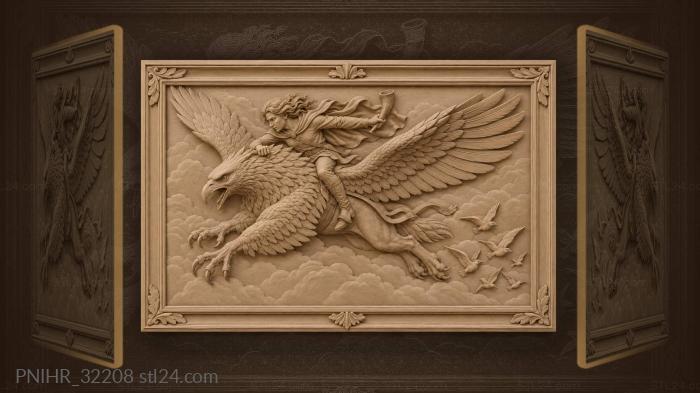 Rider guides griffin through the clouds 3d STL model