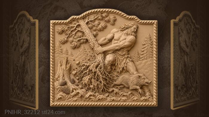 Giant tears a pine from the earth 3d STL model