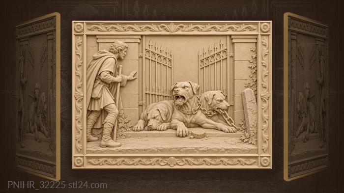 Three headed hound guards the open gate 3d STL model
