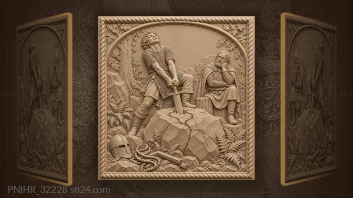 Squire pulls sword from stone 3d STL model