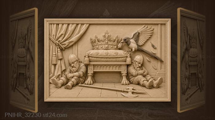 Crown magpie gemstone dwarf guards 3d STL model