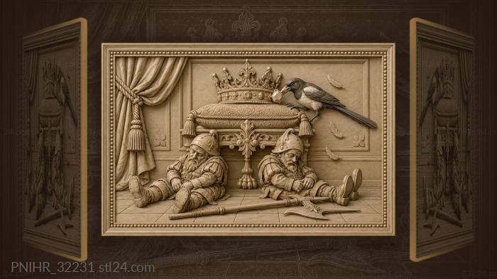 Crown jewel magpie theft dozing guards 3d STL model