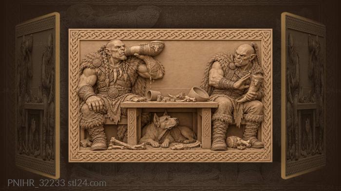 Orc catches rival withdrawing his horn 3d STL model