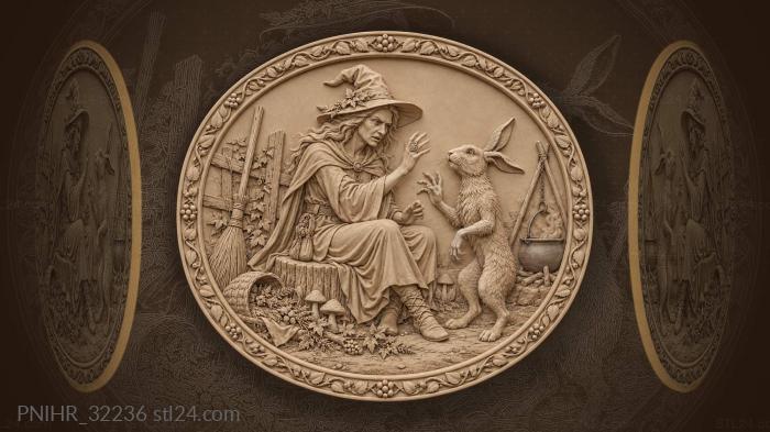 Witch transforms a hare with a rune ring 3d STL model