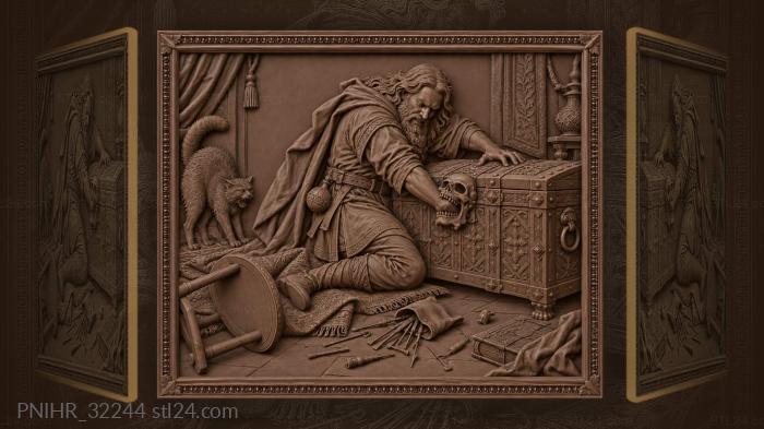 Mage and skull locked in struggle 3d STL model