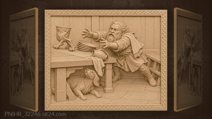 Dwarf saves goblet from falling 3d STL model