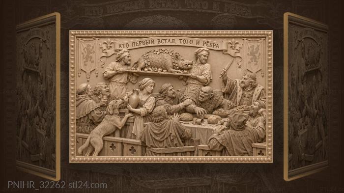 Boar’s presentation to noble and orc 3d STL model