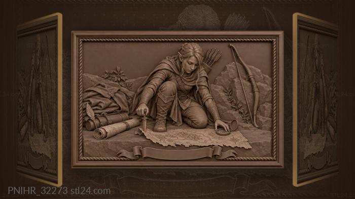 Elf ranger planning a journey 3d STL model