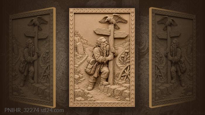 Dwarf at the crossroads weary traveler 3d STL model