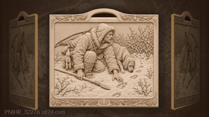 Spear and hare at the belt over tracks 3d STL model