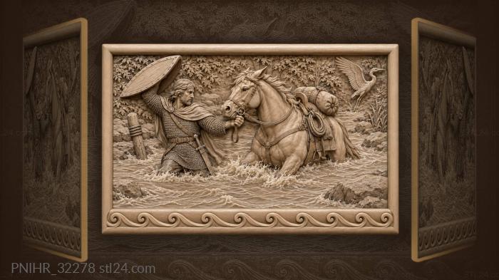 Knight crossing the shallow river 3d STL model