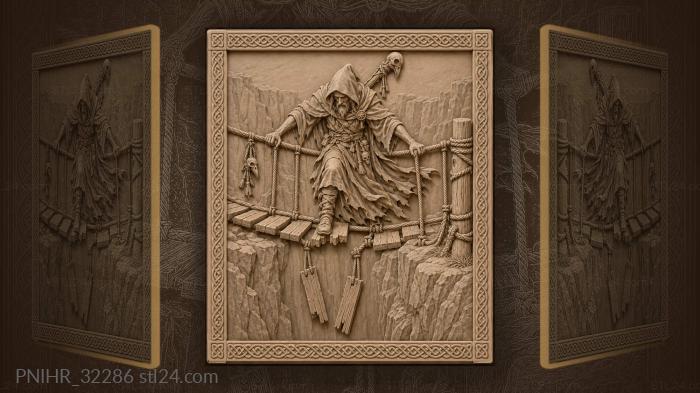 Sorcerer grips ropes as planks fall 3d STL model