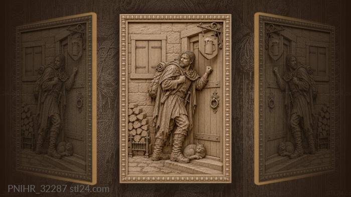 Weary mercenary at tavern door 3d STL model