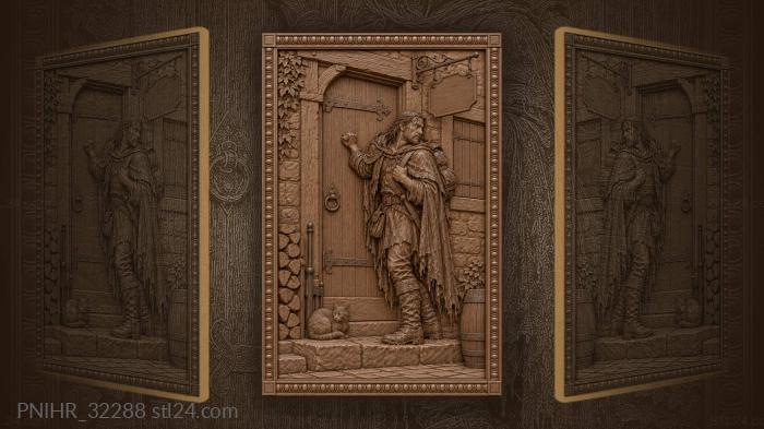 Mercenary at tavern door listening 3d STL model
