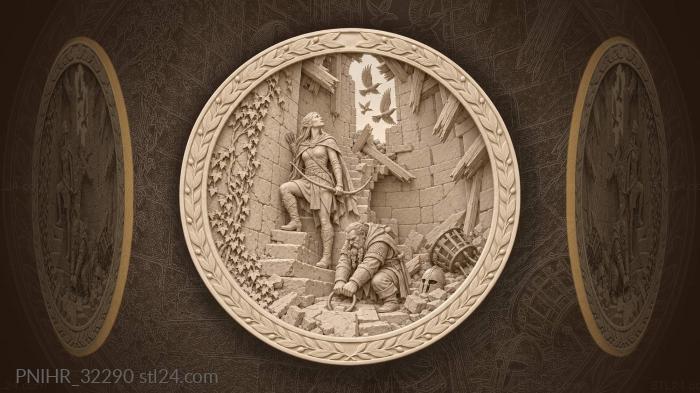 Two scouts enter the ruined watchtower 3d STL model