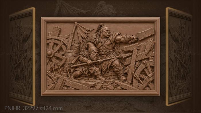 Orc and gnome defending the line 3d STL model