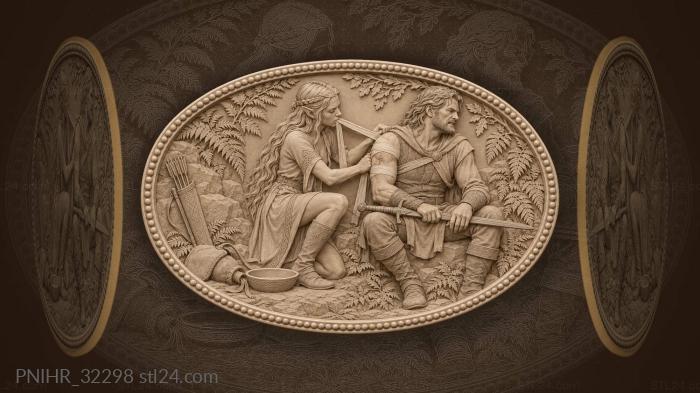 Elf tending wounded warrior’s shoulder 3d STL model
