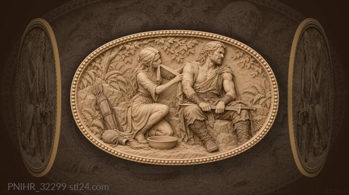 Elf tending wounded warrior bravely 3d STL model