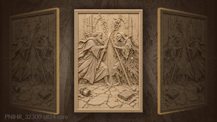 Necromancer clashes over a fallen grimoire 3d STL model