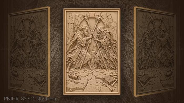 Wizard drives rival across cracked stones 3d STL model