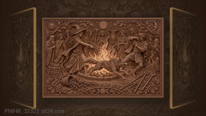 Enchantress stokes fire as wolfhound escapes 3d STL model