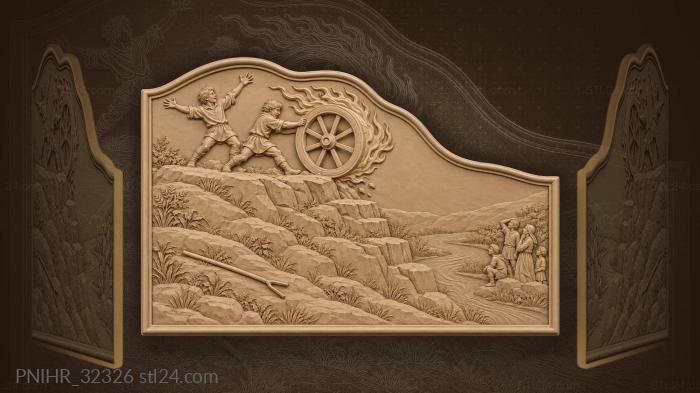 Midsummer youths propel the sunwheel downhill 3d STL model