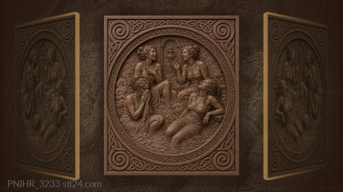 Bathhouse ladies joyful celtic border 3d STL model
