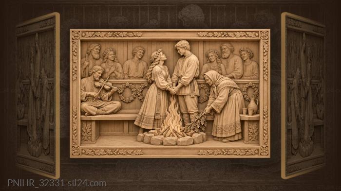 Young pair joining hands above the flame 3d STL model