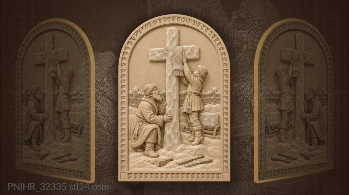 Winter cross with elder and boy 3d STL model