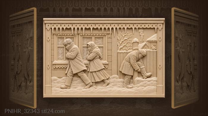 Pedestrians hurry beneath rigid chimney smoke 3d STL model