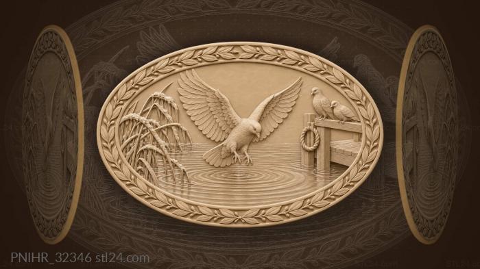 Dove descends to frosted water reeds 3d STL model