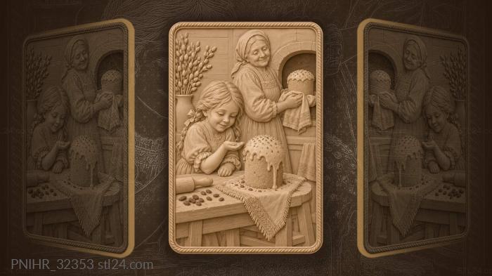 Girl saves a falling easter sprinkle 3d STL model