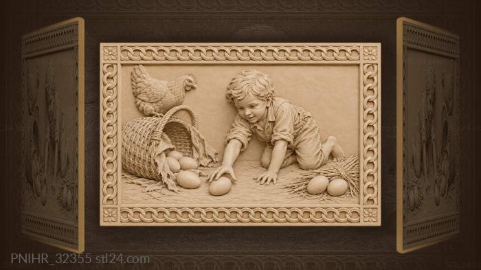 Easter eggs playful boy hen 3d STL model