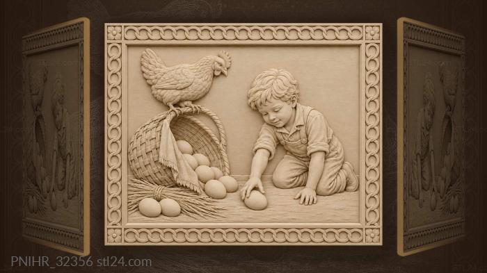 Rolling egg springtime boy hen 3d STL model