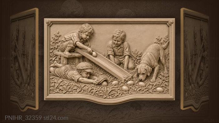 Boys egg chute playful scene 3d STL model