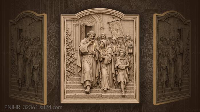 Church procession candle light evening 3d STL model